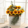 thumbnail image 2 of EIMELI 1Pc Artificial Sunflowers  Single Stem Realistic Silk Fake Sunflower, 2 of 5