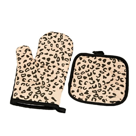 

Leopard-print Microwave Gloves Thickened Heat Resistant Mitts Kitchen Baking Kit Blue Polyester