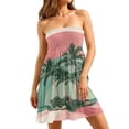 thumbnail image 2 of Summer Dresses for Women Hawaiian Floral Print Strapless Elegant Classy Sleeveless Off the Shoulder Dress Casual Swing A-Line Punk Dress, 2 of 5
