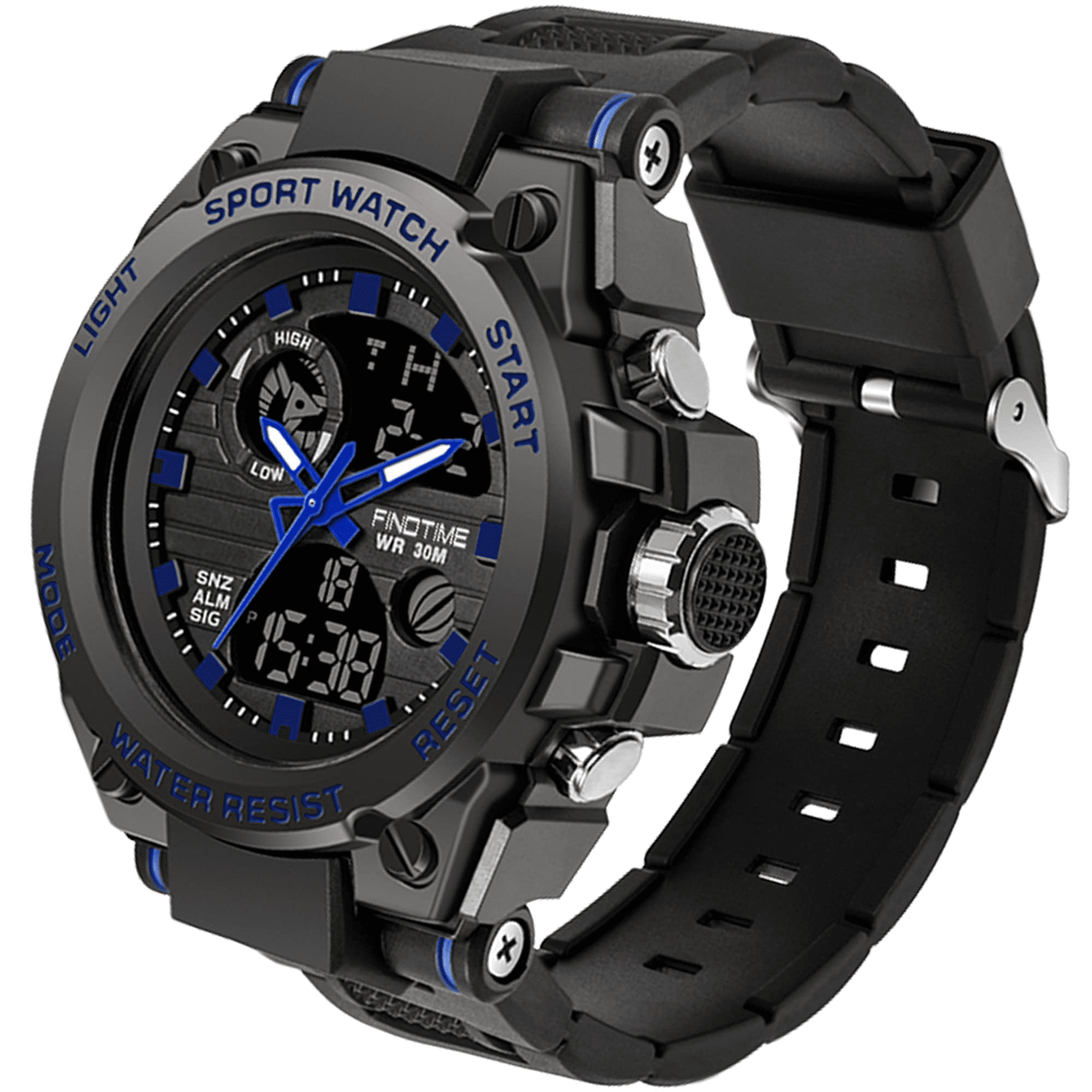 Findtime Men's Military Watch Outdoor Sports Electronic Watch Tactical Army Wristwatch LED Stopwatch Waterproof Digital Analog Watches