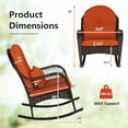 thumbnail image 3 of Gymax Wicker Rocking Chair w/ Orange Seat Back Cushions & Lumbar Pillow Balcony Patio, 3 of 6