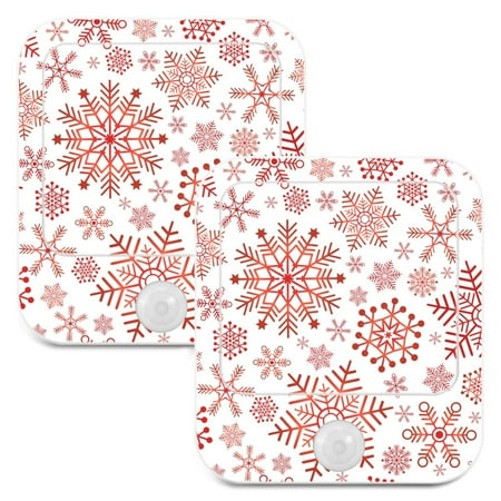 

Christmas Snowflakes with Red LED Motion Sensor Night Light Plug into Wall 2 Pack Auto Dusk to Dawn Adjustable
