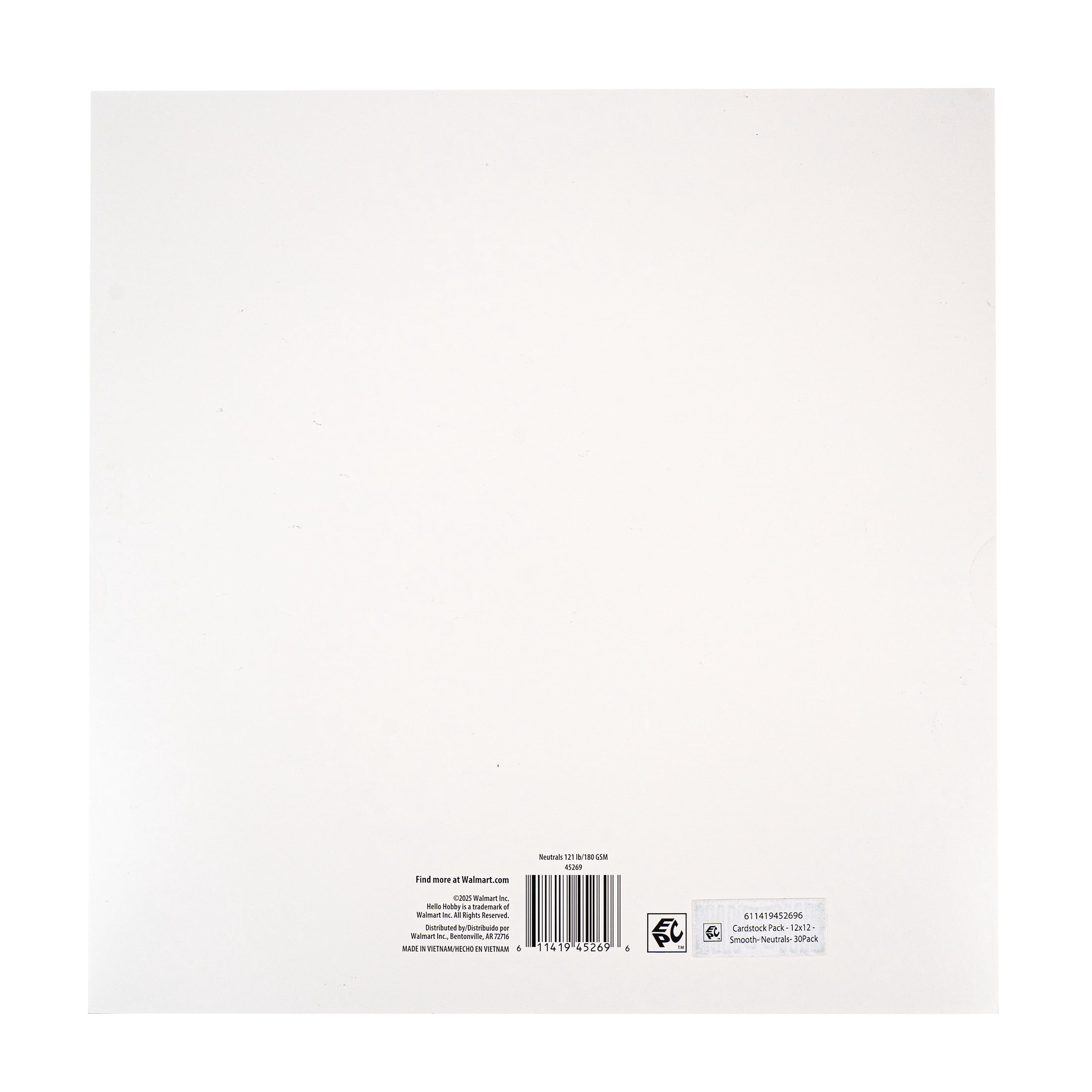 Hello Hobby Cardstock Premium Neutrals Smooth- 12 x 12 inch 30 pack - 5 Colors