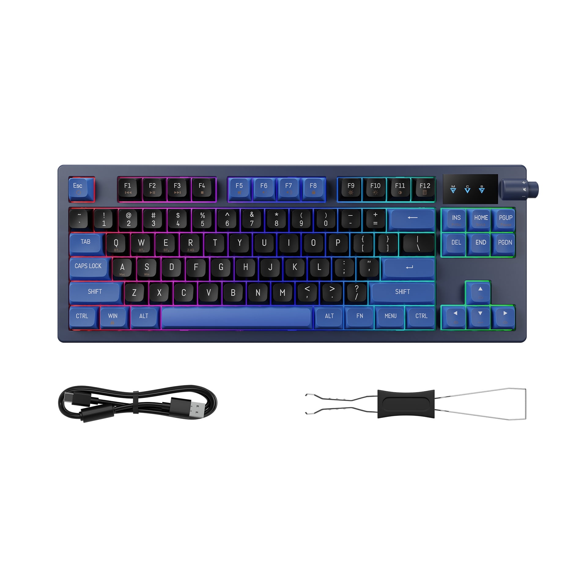 Gamdias HERMES E7 80% Mechanical Keyboard, Volume Control, Hot Swappable, Anti-Ghosting N-Key Rollover, RGB Backlighting