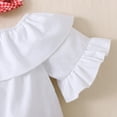 thumbnail image 6 of NZRVAWS Baby Girls Clothes 12 Months Girls Pagoda Sleeve Romper Top 18 Months Girls Straps Suspender Shorts Headband 3PCS Outfits White, 6 of 8