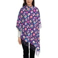 thumbnail image 4 of Cauagu Skull Blue Flower Print Women Wrap Shawl tassels Scarves Retro Scarf 77.6"X28.3", 4 of 8