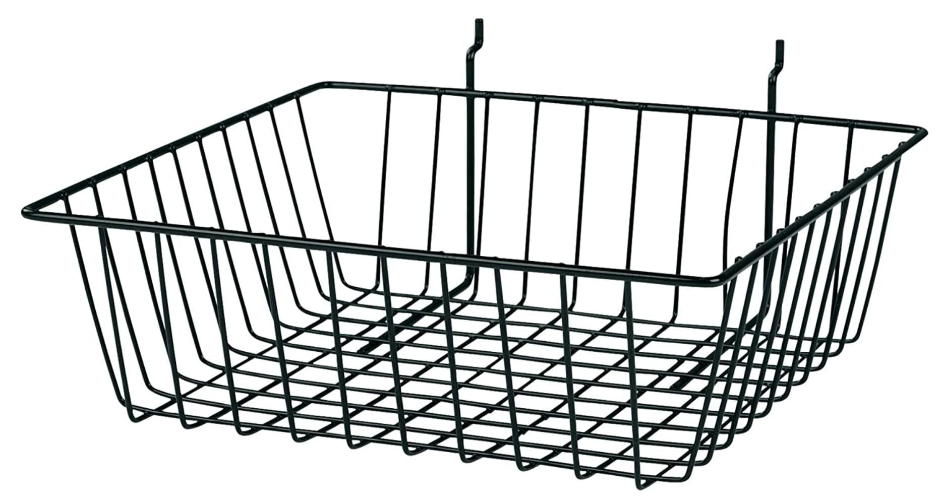 6 Slatwall Wire Baskets Black Grid Slat Wall Pegboard 24" x 12" x 4" Powder Coat 