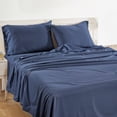 thumbnail image 3 of Casa Platino 100 Cotton Percale Sheets Queen Set – Luxury Bedding for Nightly Rest, Low Pill Fade Resistant Machine Washable, 15”Snug Fit Deep Pocket – Navy, 3 of 8