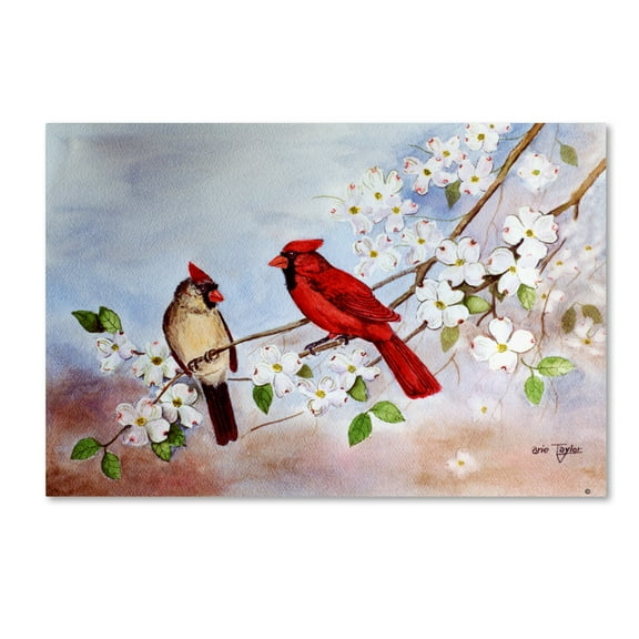 Trademark Fine Art 'Cardinals And Dogwood' Canvas Art by Arie Reinhardt Taylor