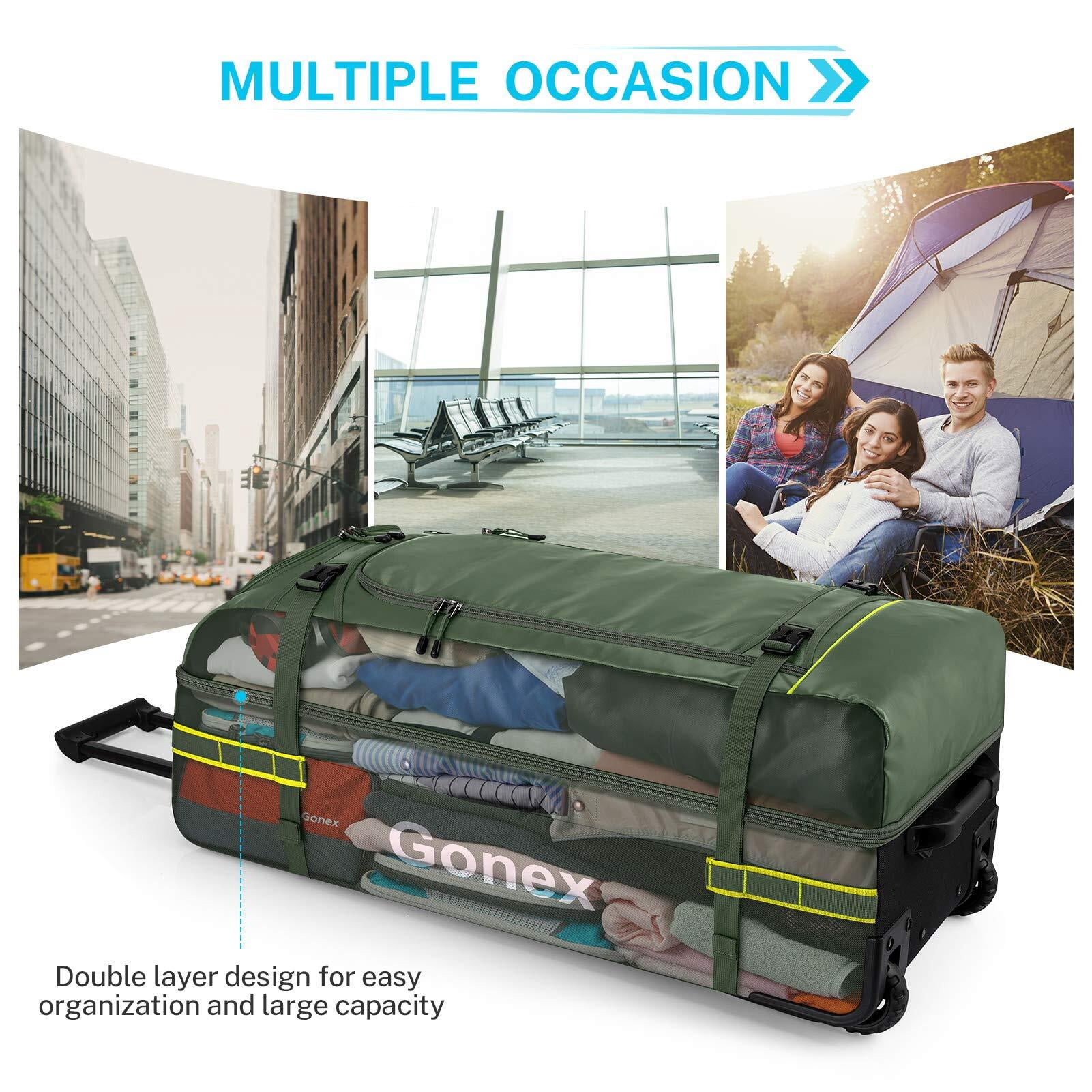Gonex 33" Rolling Duffle Bag with Wheels, 100L Water Repellent Large Travel Duffel Luggage