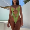 thumbnail image 6 of REORIAFEE Women's One Piece Bathing Suit One Piece Swimsuit Tropical Swimwear One Piece Swimsuit Bikini Beach Lace up Swimsuit Green M, 6 of 6