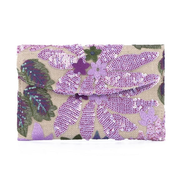 Floral Clutch Purses for Women Summer Embroidery Purses Sequin Beaded Evening Bag for Formal