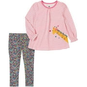 Kids Headquarters Girls Giraffe Stripe Tunic Floral Legging Set Multi 6X