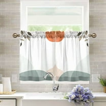 Yayeee Kitchen Curtains Tier Pair Light Filtering 27"x24" Rod Pocket Short Cafe Window Panel, Art Sun