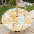 thumbnail image 6 of Round Outdoor Tablecloth with Umbrella Hole and Zipper, Orange Gray Coral Coastal Fitted Table Cover with Elastic Edge for 36-44 Inch, Summer Beach Seaside Nautical Waterproof Patio Tablecoths, 6 of 9