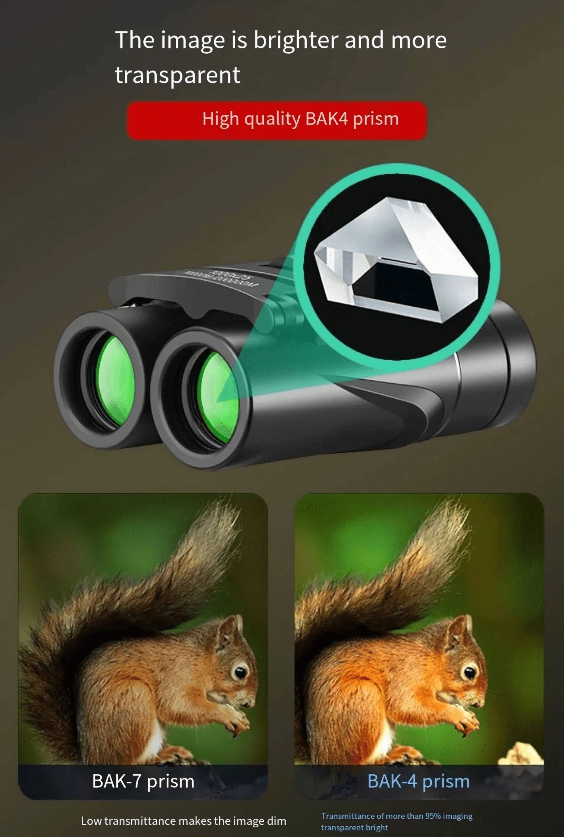 1000X25 HD Zoom Portable Powerful Binoculars Long Range BAK4 Telescope Folding Low Light Binoculars for Hunting Camping