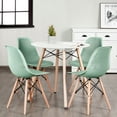 thumbnail image 2 of Costway Set of 4 Plastic Hollow Out Chair Mid Century Modern Wood-Leg Seat Green, 2 of 12