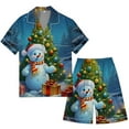 thumbnail image 3 of XDZJLR Mens Christmas Pajama Xmas Printed Silk Satin Short Sleeved Button Up Pajamas Set Pj'S Sleepwear Light Blue M, 3 of 4