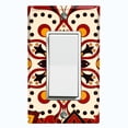 thumbnail image 1 of Metal Light Switch Plate Cover Colorful Black Red Mandala Flower Tile Pattern MDL026, 1 of 15