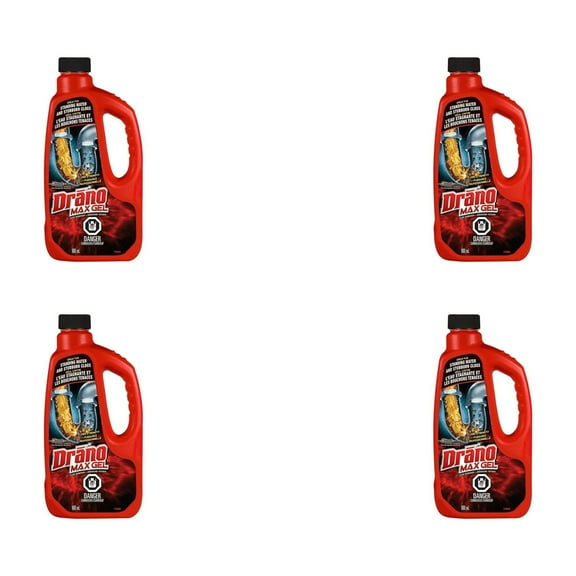 Drano Max Gel Clog Remover – 30.4 fl oz Each  x (4 Pack) Thick Action Gel Drain Cleaner Safe for Most Pipes