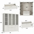 thumbnail image 4 of Wiawg 4 Door Wardrobe Armoire Closet with Frosted Glass Doors , Bedroom Armoire with Hanging Rods & 2 Drawers, Clothes Wardrobe,19.7”D x 63”W x 70.9”H, 4 of 9