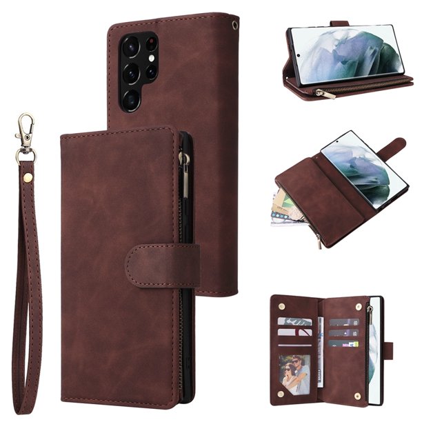 Funda de cuero con tapa Retro para Samsung Galaxy S23 Ultra S22 Plus S21 FE S20 FE S10 S9 S8 Note 20 Ultra 10 Lite 9, funda tipo billetera para tarjetas Tan Jianjun unisex