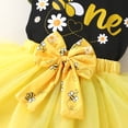 thumbnail image 5 of Happy Town Baby Girl 1st Birthday Outfit Sleeveless Romper Tulle Tutu Skirt with Headband Toddler Girl Clothes Set, 5 of 7