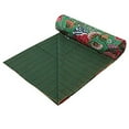 thumbnail image 2 of Indian Reversible Kantha Quilt for Living Dorm Room Bed Cover Handmade Stitched Pure Cotton Green Fruit Print Bedspread Kantha Quilt 60X90 inch., 2 of 3