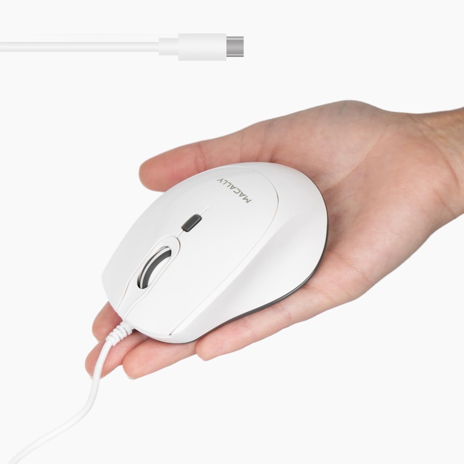 Mouse USB Silenzioso Wired Macally Dynamouse – Compatto, Ottico, Bianco, DPI Regolabile Fino A 2400