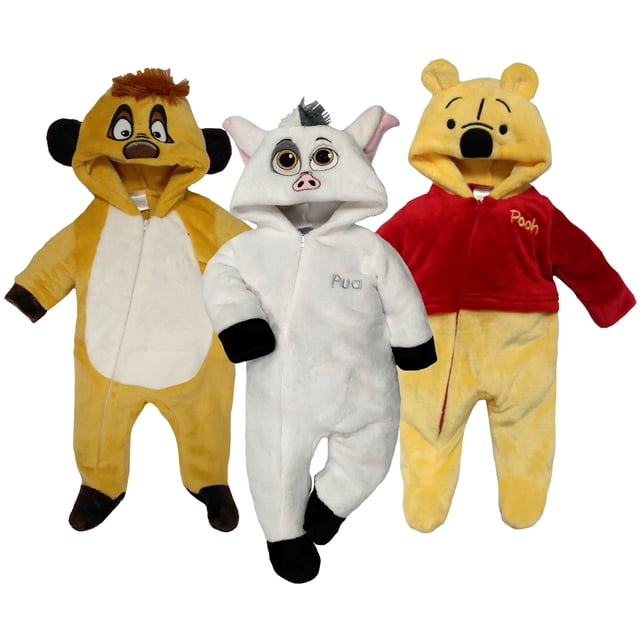 Kit 3 Mamelucos con Gorro Bordado Disney Timon, Pua, Winnie Pooh Disney KitB176