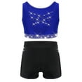 thumbnail image 2 of Nyeemya Kids Girls 2Pcs Shiny Rhinestones Dance Outfit Set Crop Top Shorts Set for Sports Yoga Gymnastics Blue Black 14, 2 of 6