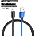 thumbnail image 2 of Cable de carga para controlador de 2 piezas, cable USB A a Micro USB de 6 pies, cable USB Micro USB, cable de carga, cable de carga rápida, cordón de cargador de teléfono, azul/negro, 2 of 6