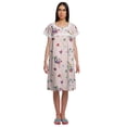 thumbnail image 1 of Moomaya Printed Short Sleeve Knee Length Nightdress Round Neck Sleepwear Gown, 1 of 4