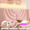 thumbnail image 5 of Homfa Full Size LED Bed Frame with 2 Drawer Storage, Wingback Platform Bed with Velvet Upholstered Headboard, Pink, 5 of 9