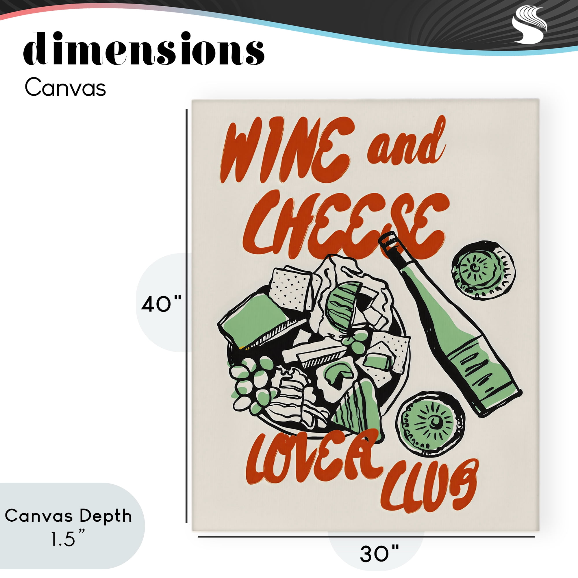 Stupell Industries Wine & Cheese Lover Club Canvas Wall Art, design by The Prints Vibe