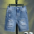 thumbnail image 6 of Crunowin Boys Summer Denim Shorts Lightweight Loose Elastic Waist Trendy Jeans Light Blue Size 14, 6 of 10