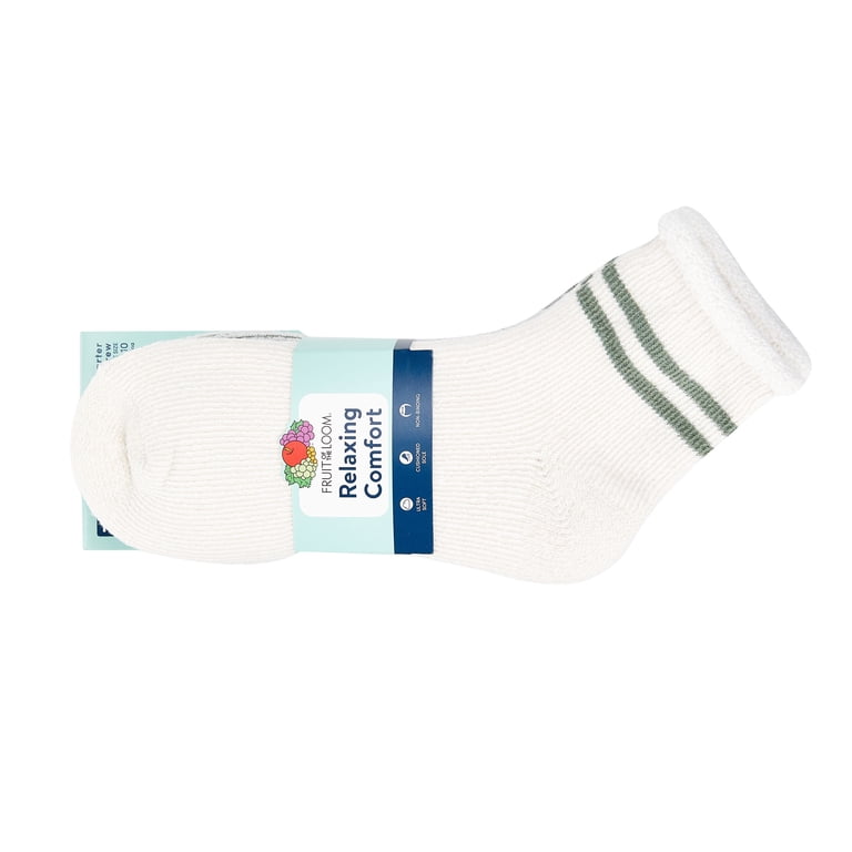 Fruit of the Loom Women's Comfort Quarter Crew Socks, Oatmeal/Pink