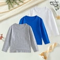 thumbnail image 2 of Ketyyh-chn99 Boys Long Sleeve Shirts 3 Pack Boys Long Sleeve Shirts Kids Casual Crewneck Fall Tops Curve Hem Basic Tees Size for 8-10 Years,Light Gray, 2 of 9