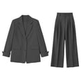 thumbnail image 6 of BRELIL Women Plus Size Two Piece Lounge Set Open Front Long Sleeve Blazer Wide Leg Pants Matching Solid Casual Elegant Tracksuit Travel Vacation Outfits, Dark Gray 2XL, 6 of 6