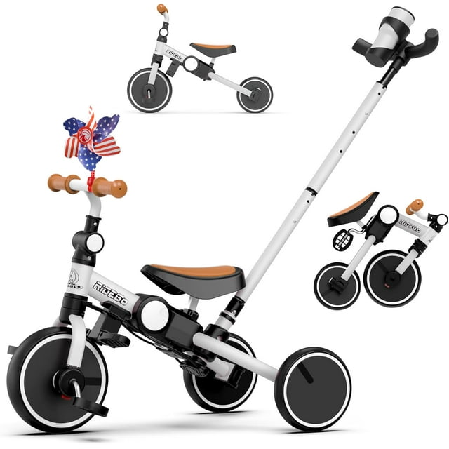 Triciclo Ridego 5 en 1 para niños pequeños, plegable con asa