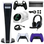 Sony PlayStation 5 Digital Console with Extra Purple Dualsense Controller and Accessories Kit (PS5, PlayStation Digital Version)
