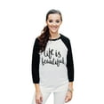 thumbnail image 2 of Thread Tank Life Is Beautiful Unisex 3/4 Sleeves Baseball Raglan White Black Small, 2 of 4