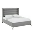 thumbnail image 2 of Montez Upholstered Velvet Queen Size Wingback Platform Bed, Light Grey, 2 of 7