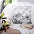 thumbnail image 4 of Summer Tropical Leaves Throw Pillow Covers, Soft Pillowcases with Invisible Zipper, Gray Palm Trees Botanical Decorative Square Pillow Cushion Covers for Living Room Couch Sofa Bed 16x16 Inches, 4 of 8