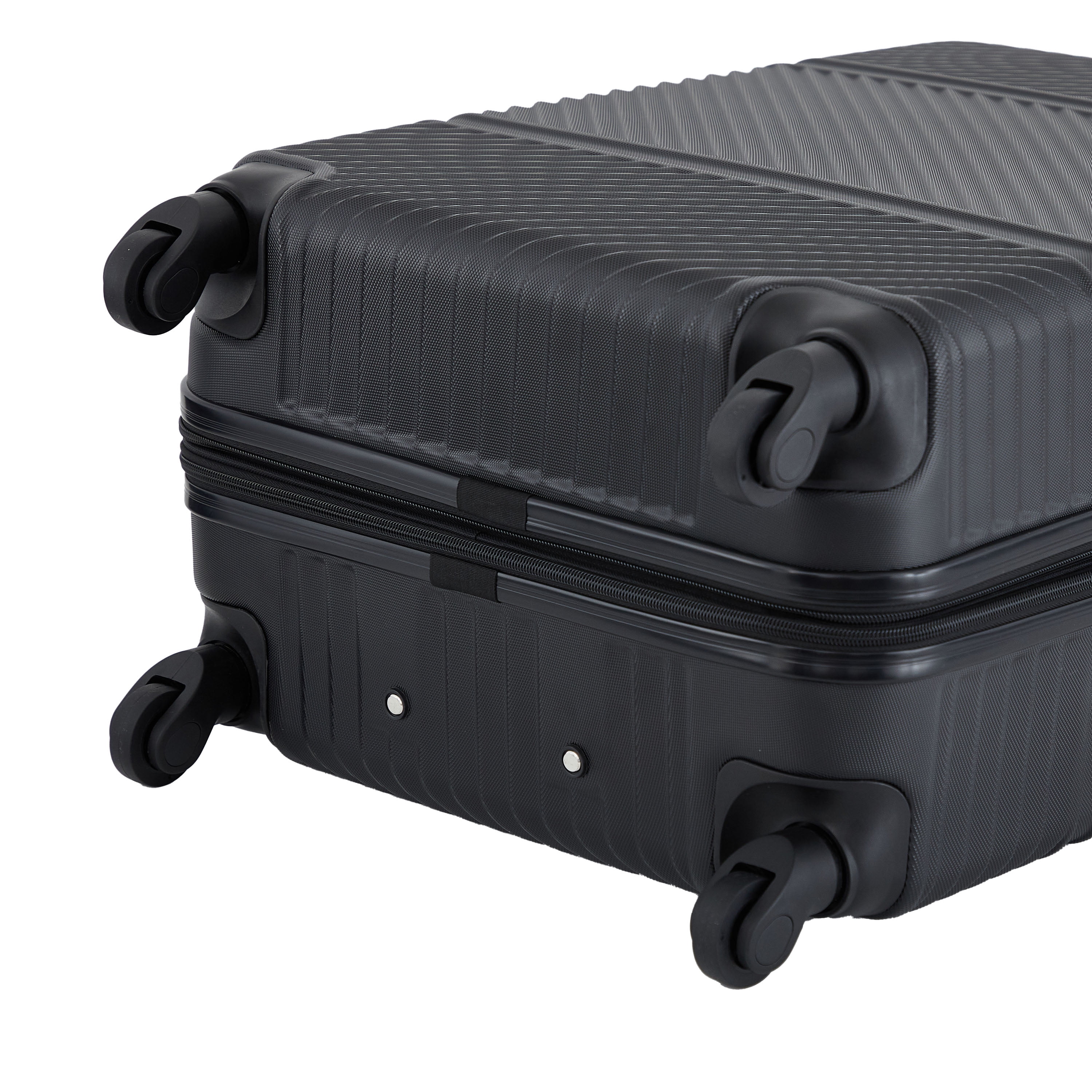 Wrangler 4 Piece Expandable Hard Side Spinner Luggage Set with Packing Cubes, Black