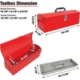 thumbnail image 3 of Torin 19" Portable Steel Tool Box with Metal Latch Closure and Removable Storage Tray, Red,ATB212, 3 of 7