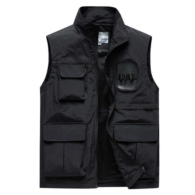Birdeem Mens Work Clothes Jacket Solid Color Stand Collar Multiple Pockets Outdoor Sports Photography Leisure Coat