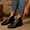 Black, variant on JUSLIO Boots for Women Flat Boots Low Heels Ankle Boots Fashion Casual Slip On Comfort Pointed Toe Womens Boots