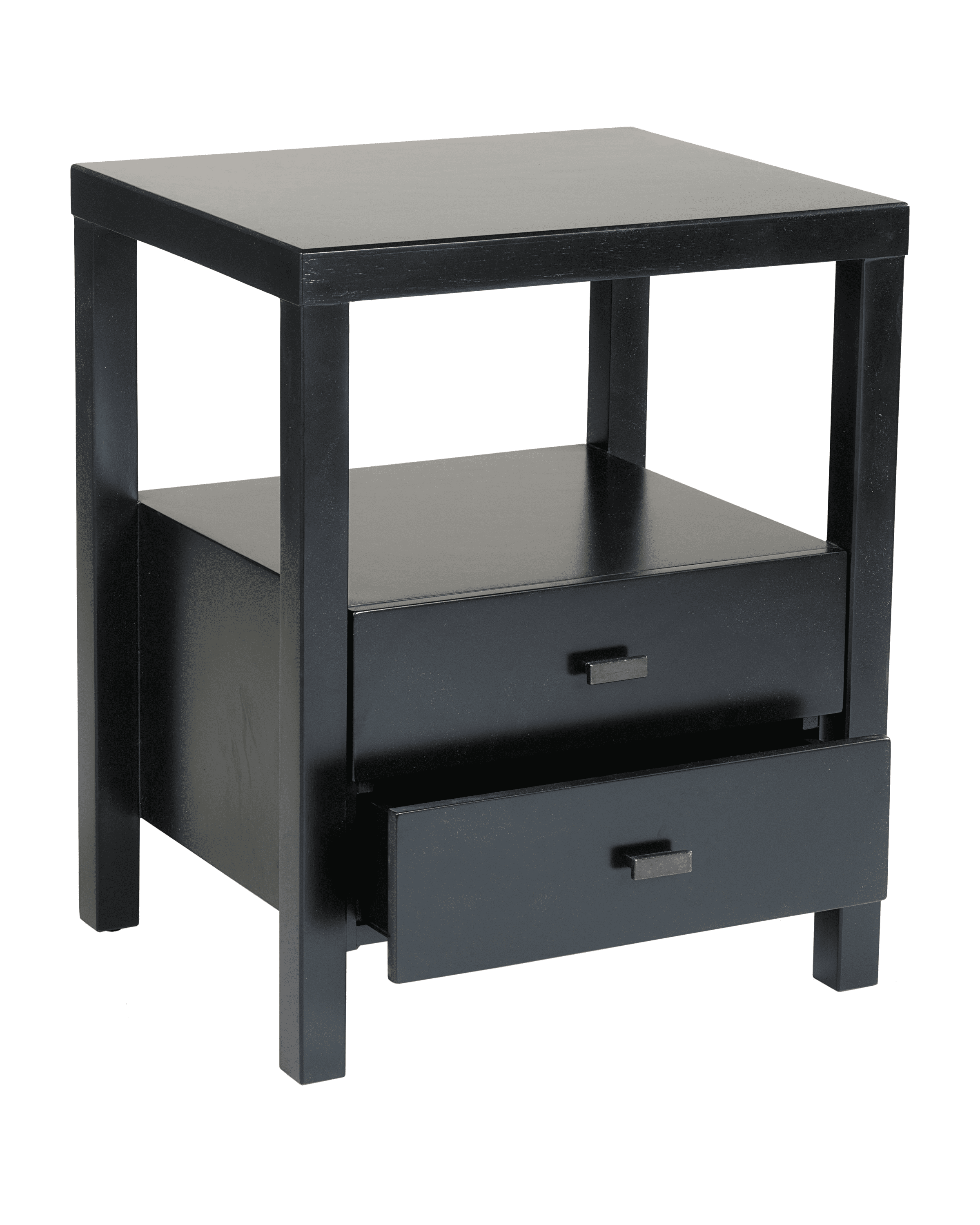 East at Main Westwood Black Solid Wood 2-Drawer Minimalist Nightstand