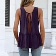 thumbnail image 6 of Women's Ruffle Hem Peplum Tank Tops With Tie Back Deep V Neck Solid Color Casual Summer Blouses For Daily Party And Vacation, 6 of 9